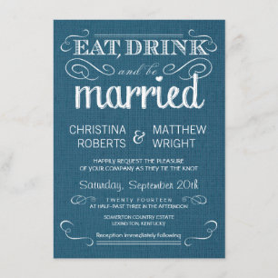 Invitations bleues de mariage de denim rustique de