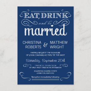 Invitations bleues de mariage de typographie