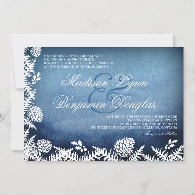Invitations bleues de mariage de vacances de cônes (Devant)