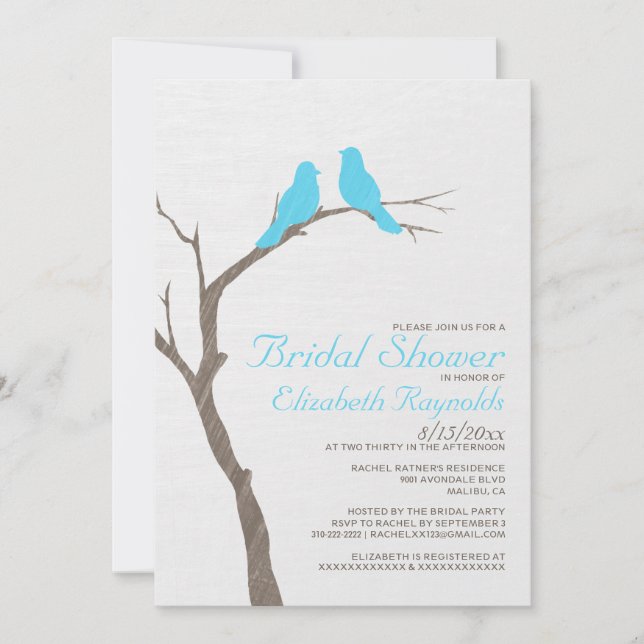 Invitations bleues modernes de Fête de la mariée (Devant)