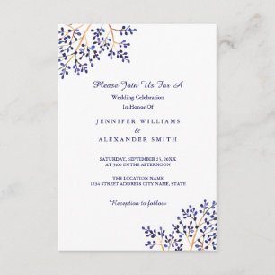 Invitations bleues simples de mariage de nature
