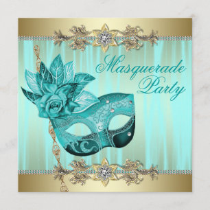 Invitations bleues turquoises de partie de