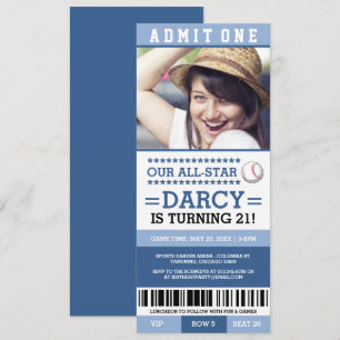 Invitations bleus d'anniversaire de billet de