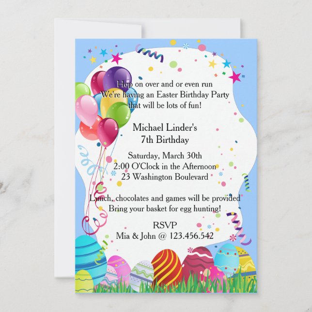 Invitations bleus de fête d'anniversaire de (Devant)