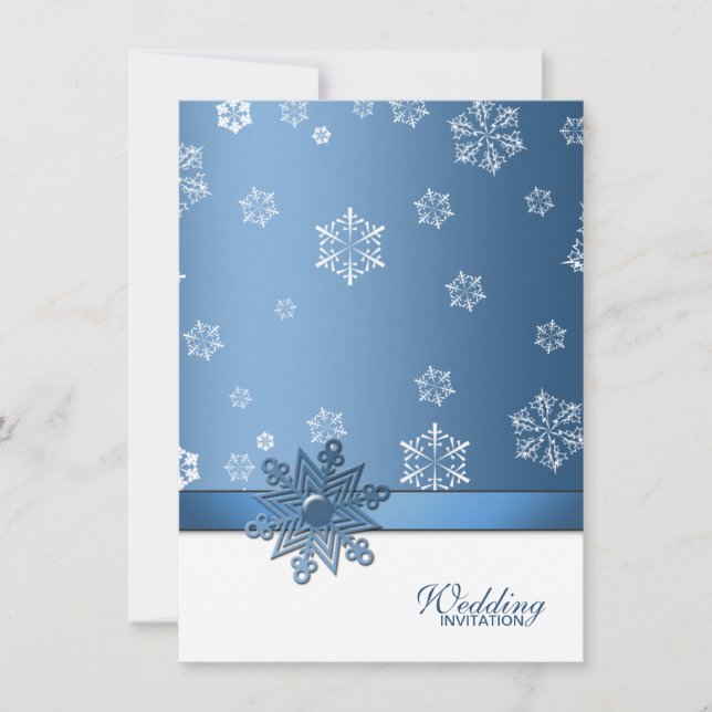 Invitations bleus et blancs d'hiver de flocon de (Devant)