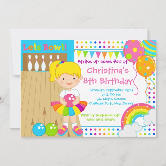 Invitations blondes mignonnes de fête (Devant)