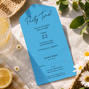 Invitations Blue All-In-One Party Invite Cards