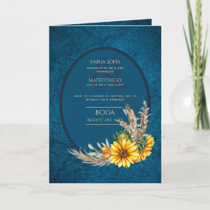 Invitations BODA Espagnol 4pg Turquoise Bleu Tourn