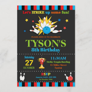 Invitations Boys de Bowling Birthday Party