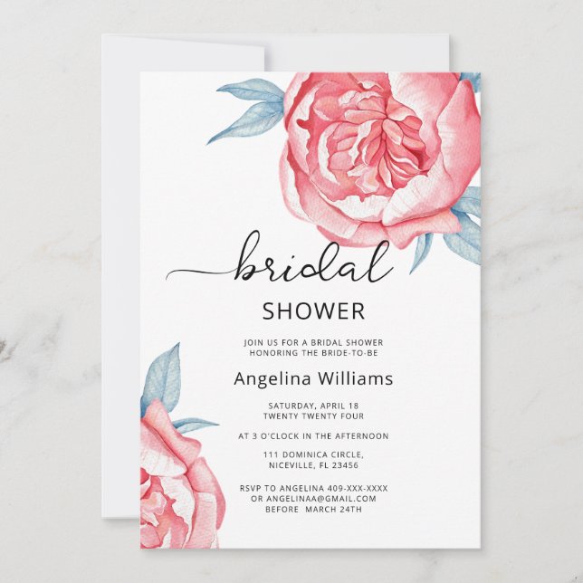 Invitations Bridal Shower Flowers. (Front)