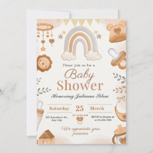 Invitations Brown à la douche bébé