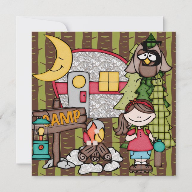 Invitations Brown d'anniversaire de camping de (Devant)