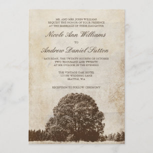 Invitations Brown de mariage de chêne de cru