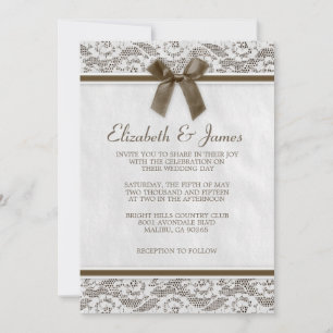 Invitations Brown de mariage de dentelle de pays