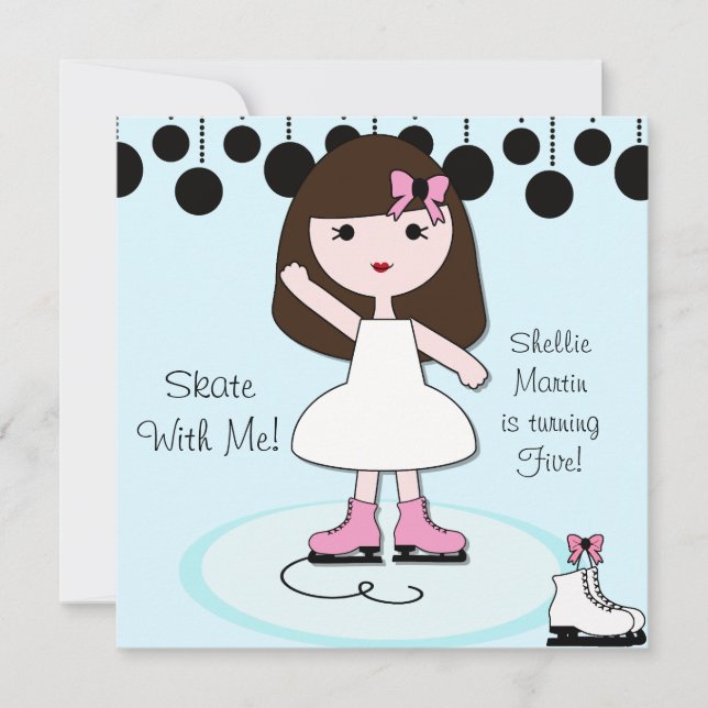 Invitations Brown de partie de patinage de glace (Devant)
