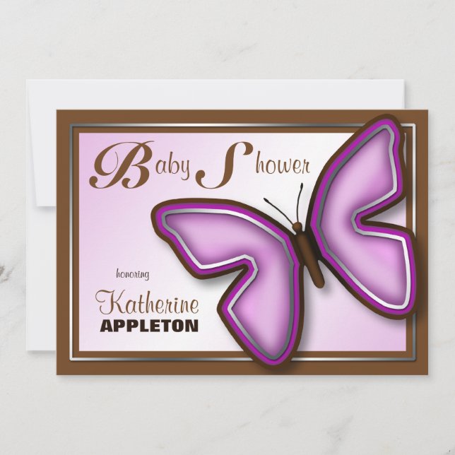 Invitations Brown et violettes de douches pour béb (Devant)
