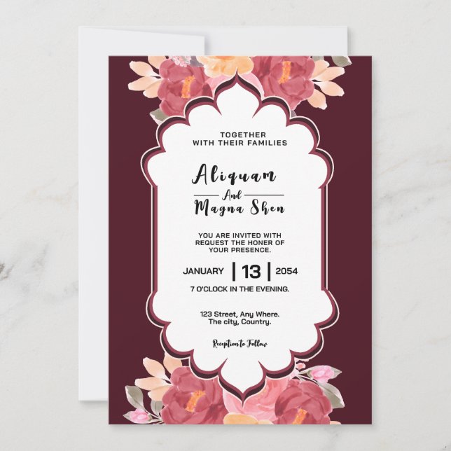 Invitations card floral wedding card design (Front)