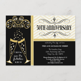 Invitations Champagne & Chevron 50e anniversaire