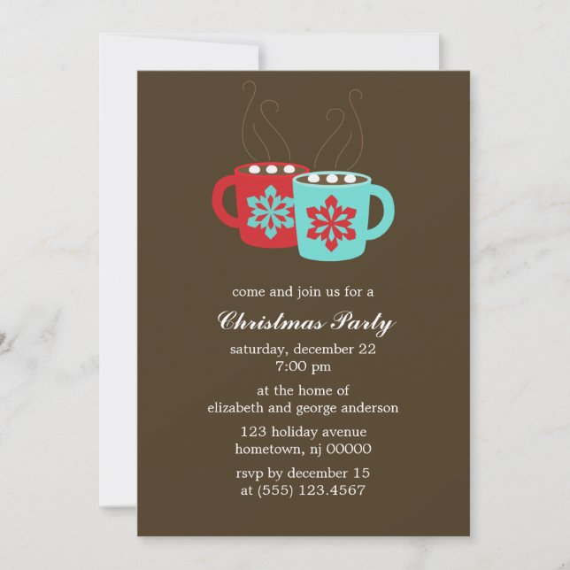 Invitations chaudes de fête de vacances de cacao (Devant)
