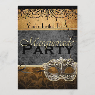 Invitations chics de mascarade de brun de cru