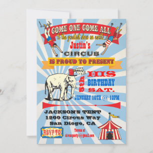 Invitations Circus Poster Style Party