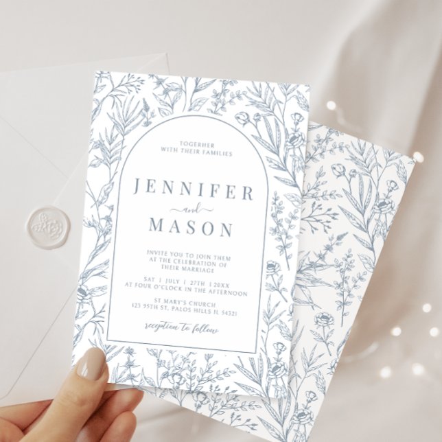 Invitations classiques à mariage bleu poussiéreux (Créateur téléchargé)