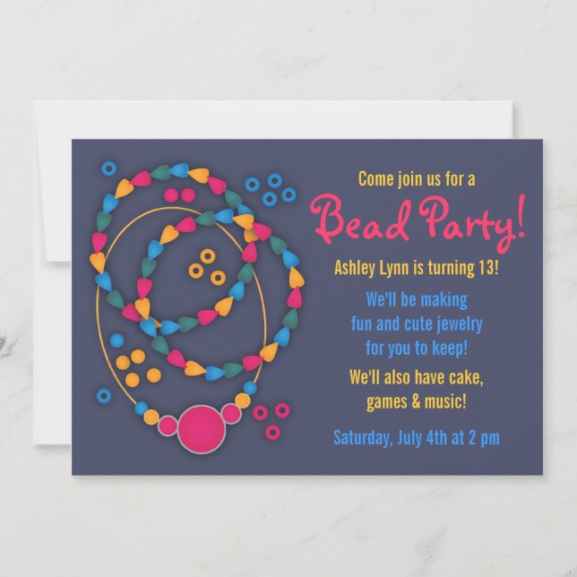 Invitations Colorées de bijoux en perle (Devant)