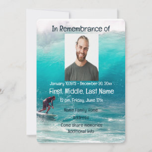 Invitations commémoratifs Service Wave Surfer Eau