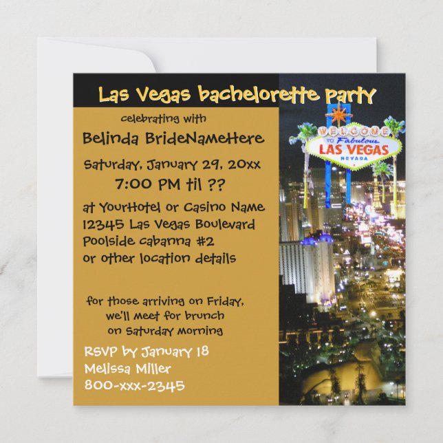 Invitations cool pour Las Vegas Bachelorette (Devant)