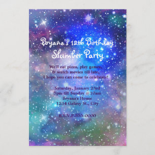 Invitations cosmiques d'anniversaire de partie de