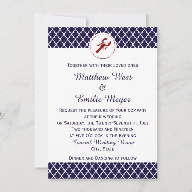 Invitations côtières de mariage de Quatrefoil (Devant)