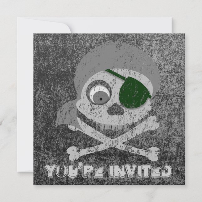 Invitations crâniennes de pirates gris en difficul (Devant)