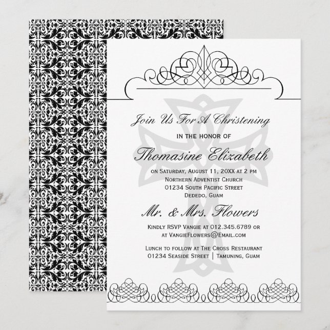 Invitations croisées de mots noirs et blancs (Devant / Derrière)
