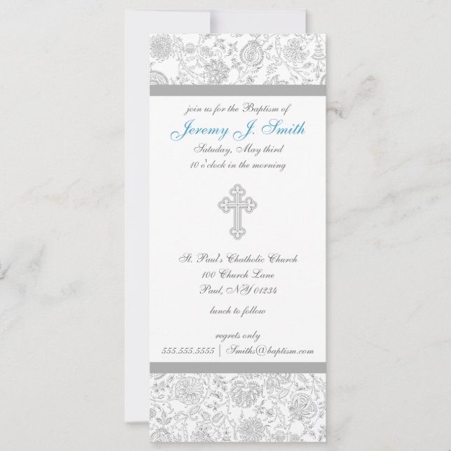 Invitations croisées élégantes de baptême de (Devant)