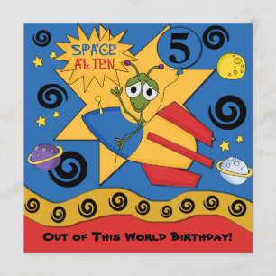 Invitations customisées d'anniversaire d'alien