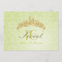 Invitations Damask Sweet 16/tiara/peridot vert
