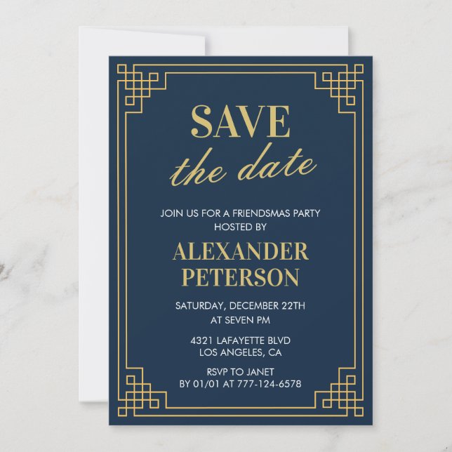Invitations d'amis Sauvez la date Marine (Devant)