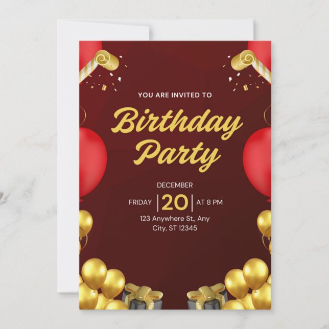 Invitations d'anniversaire (Devant)