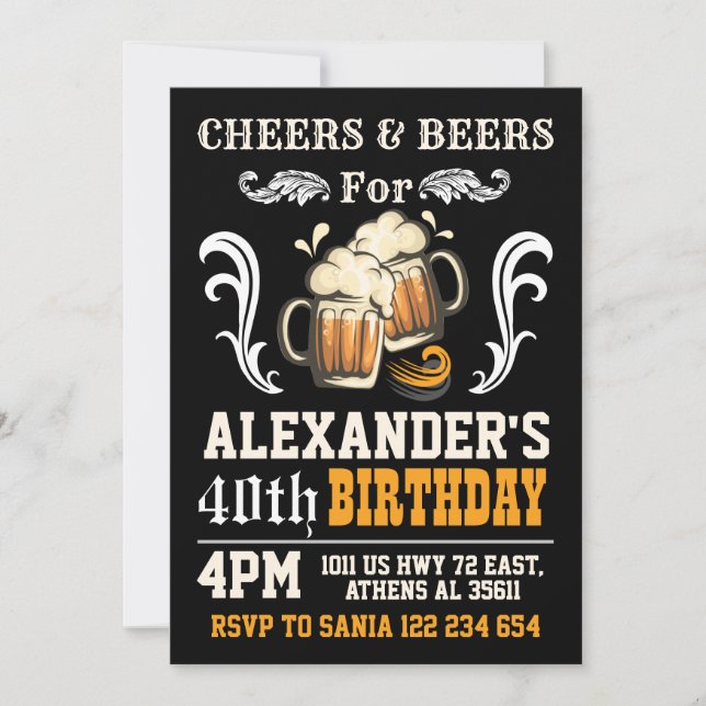 Invitations d'anniversaire à la bière et à la bièr (Devant)