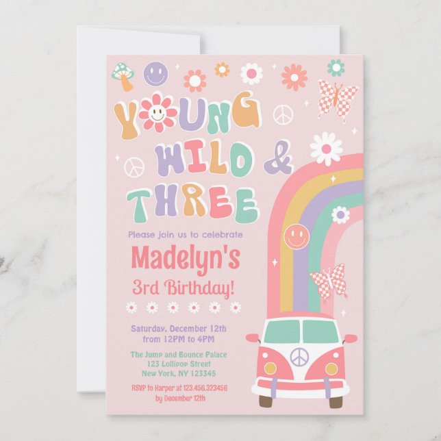 Invitations d'anniversaire à Young Wild et à trois (Devant)