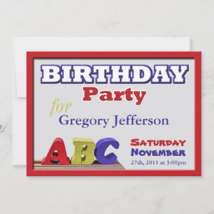 Invitations d'anniversaire ABC pour enfant