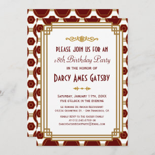 Invitations d'anniversaire Art Déco sur mesure