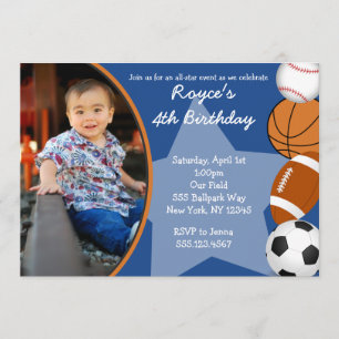 Invitations d'anniversaire au baseball sportif