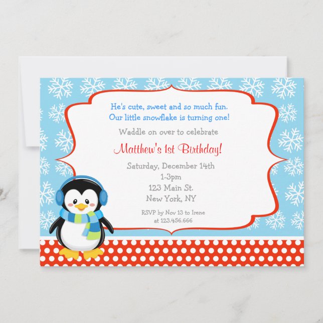Invitations d'anniversaire au Feu de neige d'hiver (Devant)