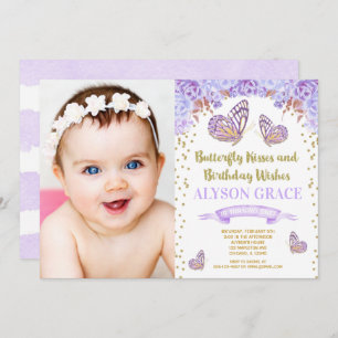 Invitations d'anniversaire aux papillons, photo en