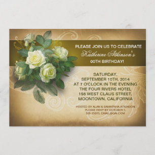 Invitations d'anniversaire aux roses vintages