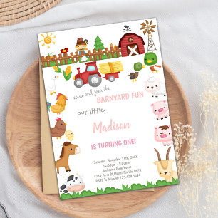 Invitations d'anniversaire Barnyard personnalisabl