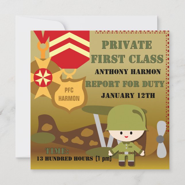 Invitations d'anniversaire Customisées de l'Armée (Devant)