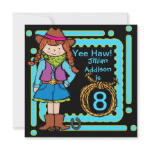 Invitations d'anniversaire customisés par cow-girl