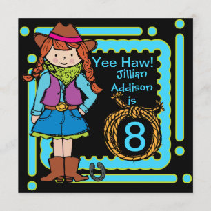 Invitations d'anniversaire customisés par cow-girl
